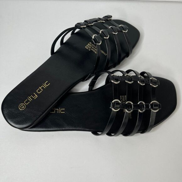 New Women’s Evans City Chic Black WIDE FIT Nova Slide Sandals Size 43 #360 - Picture 5 of 12